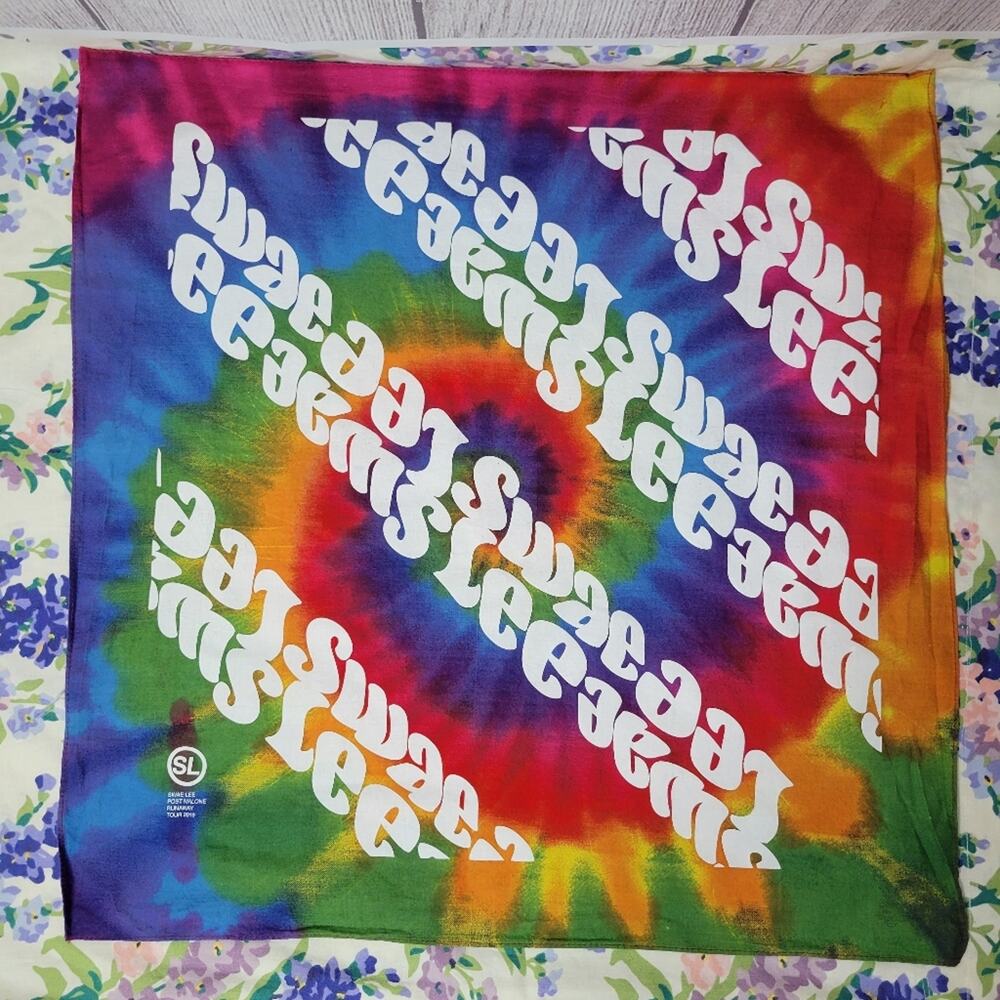 Swae Lee Post Malone Runaway Tour 2019 Tie Dye Bandana, 21x21